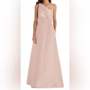 ALFRED SUNG One Shoulder Dress in Blush Pink